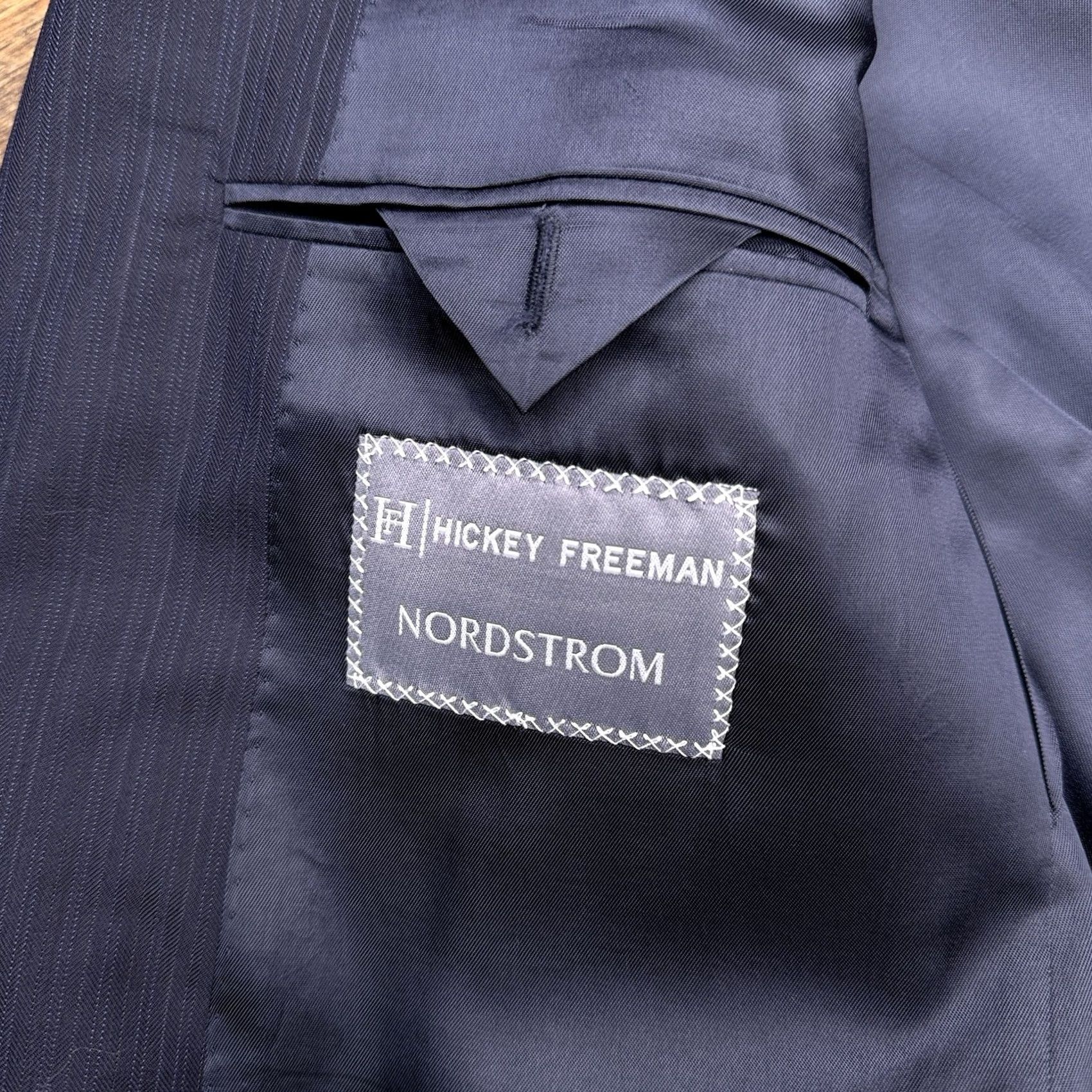 Loro Piana Hickey Freeman Loro Piana Suit Jacket 44 Navy Blue Wool Blazer Size 44R - 6 Thumbnail