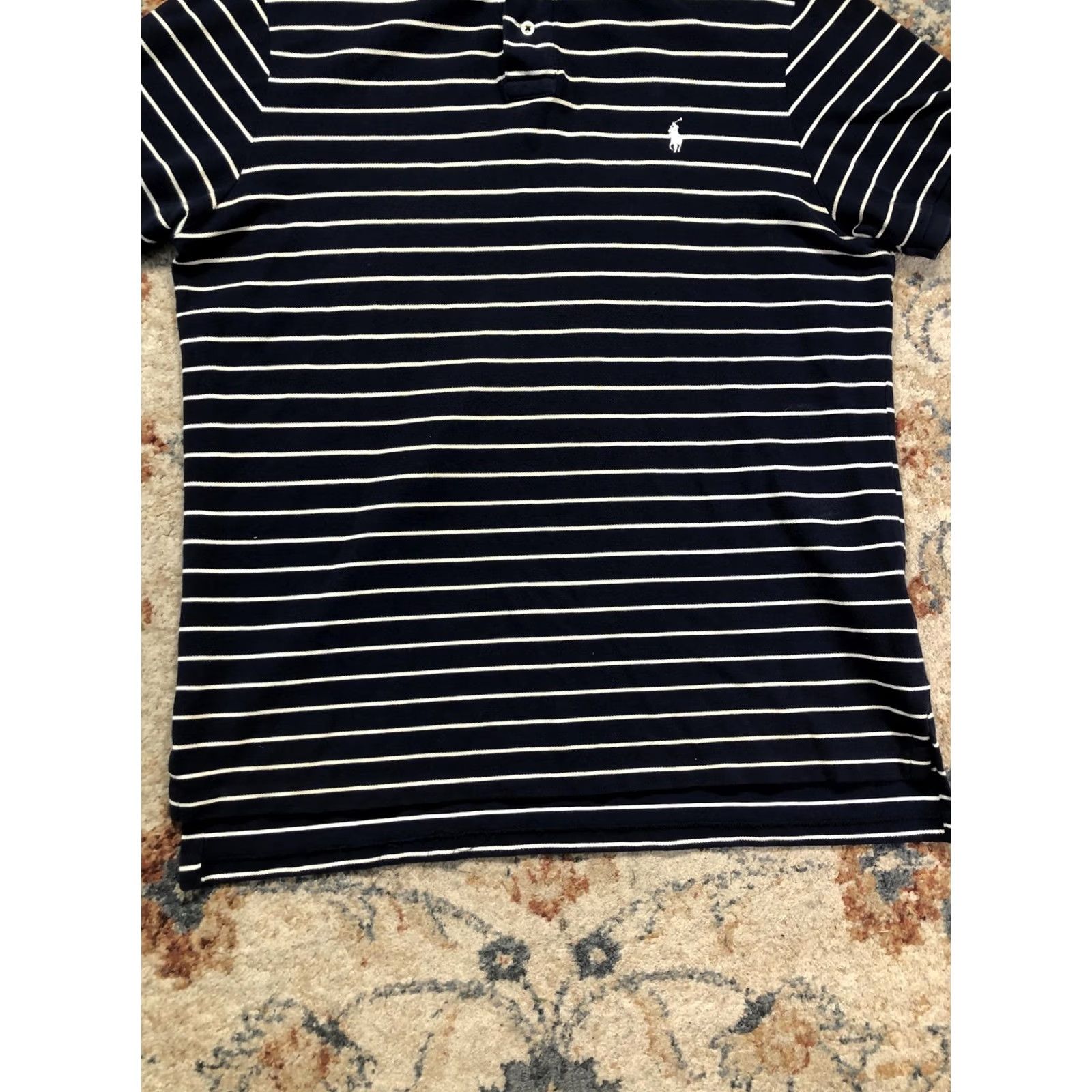 Polo Ralph Lauren Polo Ralph Lauren Polo Shirt Mens XL Blue Stripe Custom Fit Pony Logo Casual Size US XL / EU 56 / 4 - 5 Thumbnail
