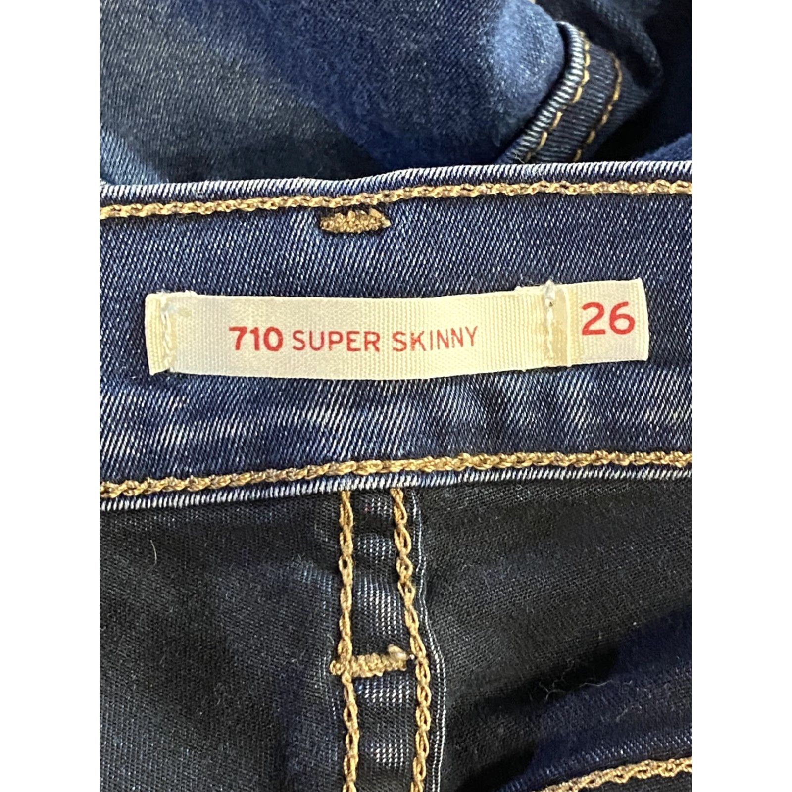 Levi's Levi's 710 Super Skinny Jeans Womens Mid Rise Stretch Medium Wash Blue 26x30 Jeans Size 26" / US 2 / IT 38 - 7 Thumbnail
