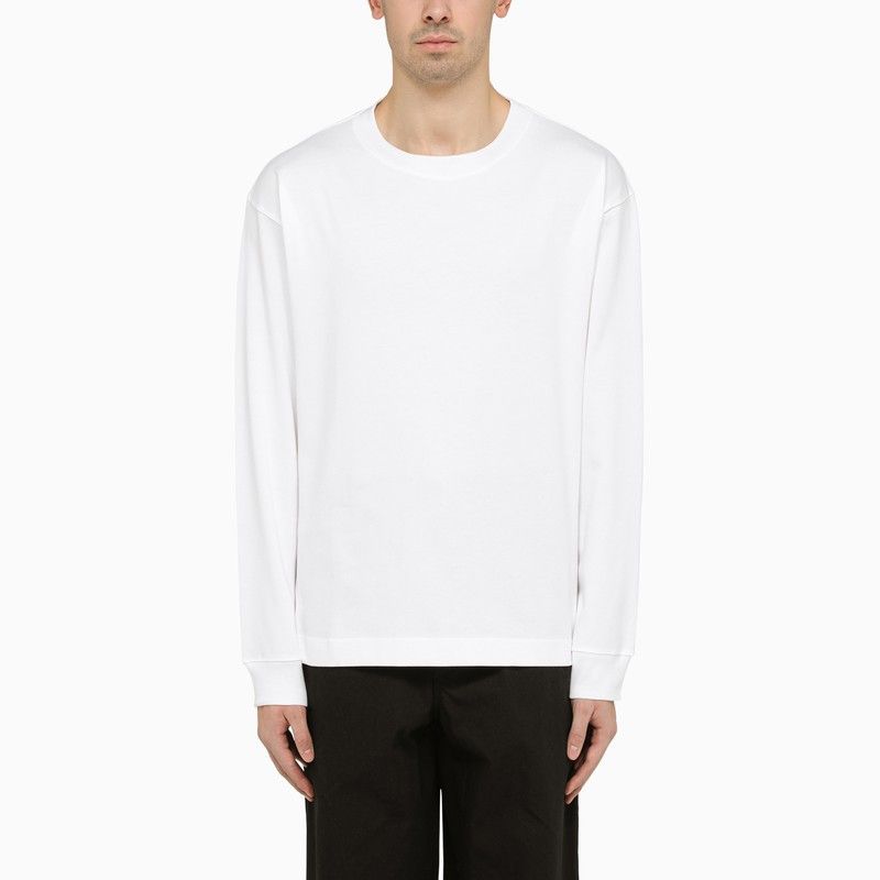 image of Studio Nicholson White Crewneck Long Sleeves T-Shirt, Men's (Size Small)