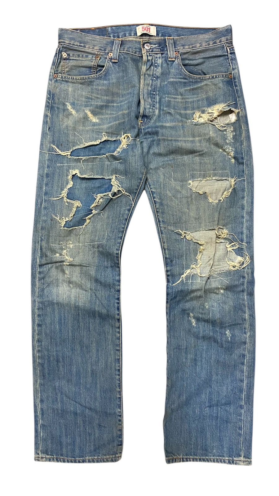 Levi's Original 501 Levi’s Straight Leg Kurt Kobain Grunge Design Size US 33 - 1 Thumbnail