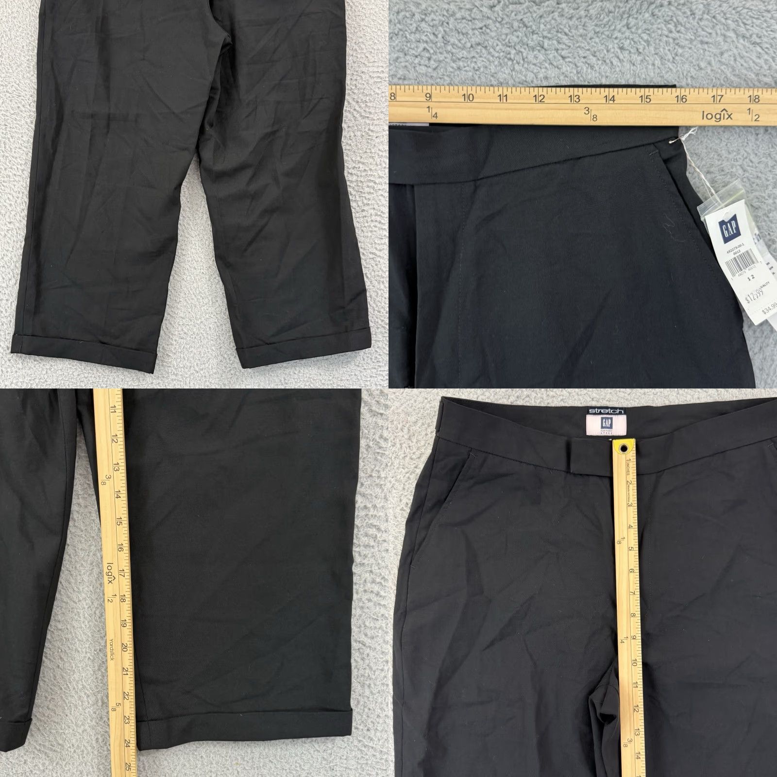 Gap VINTAGE Gap Pants Womens 12 Black Wide-Leg Stretch Wool Blend NWT Casual Dress Pants Size 34" / US 12 / IT 48 - 8 Thumbnail