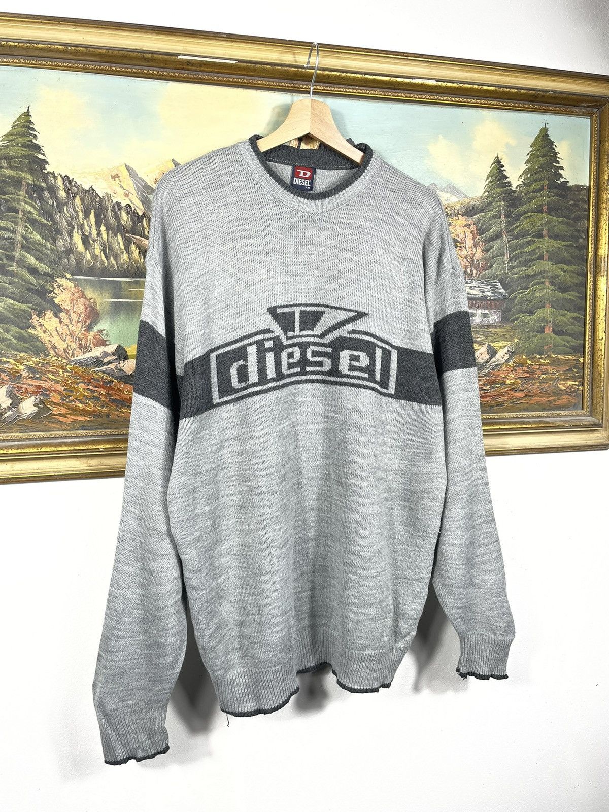 Diesel × Japanese Brand × Vintage Diesel Retro 00s Avant Garde Cyber Loose Boxy Jumper Pull Size US XXL / EU 58 / 5 - 3 Thumbnail