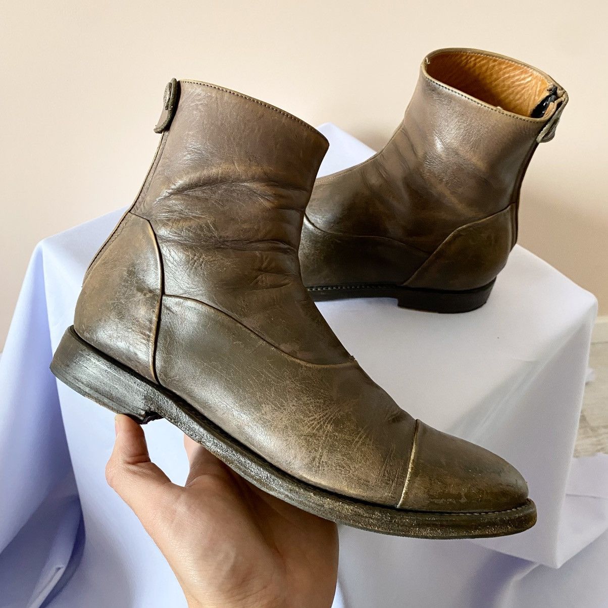 Japanese Brand RARE Alberto Fasciani Leather Distressed Boots Guidi Style Size US 8.5 / IT 38.5 - 7 Thumbnail