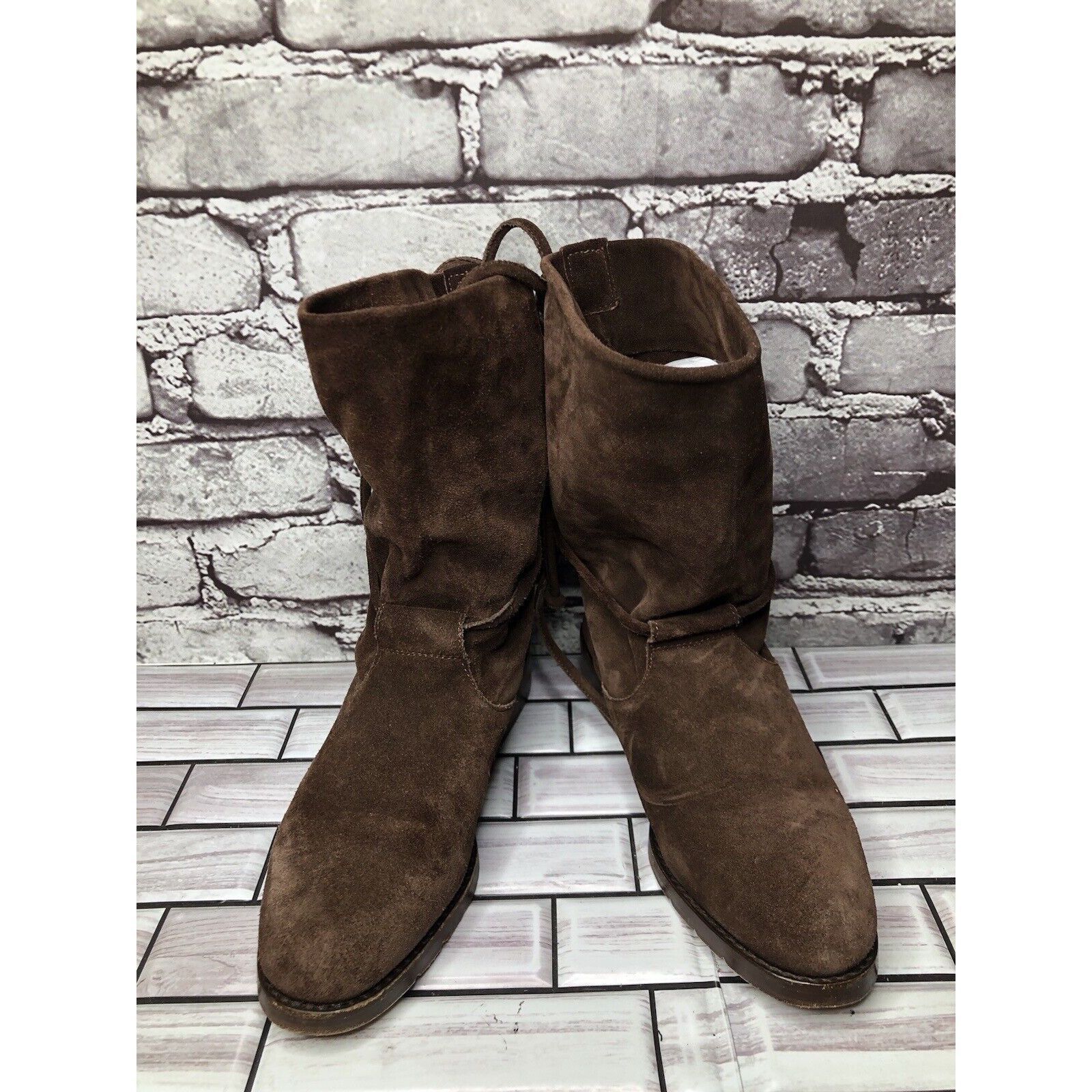 Other Joan & David Brown Suede Leather Back Lace Up Heels Boots Wo Size US 6 / IT 36 - 14 Thumbnail
