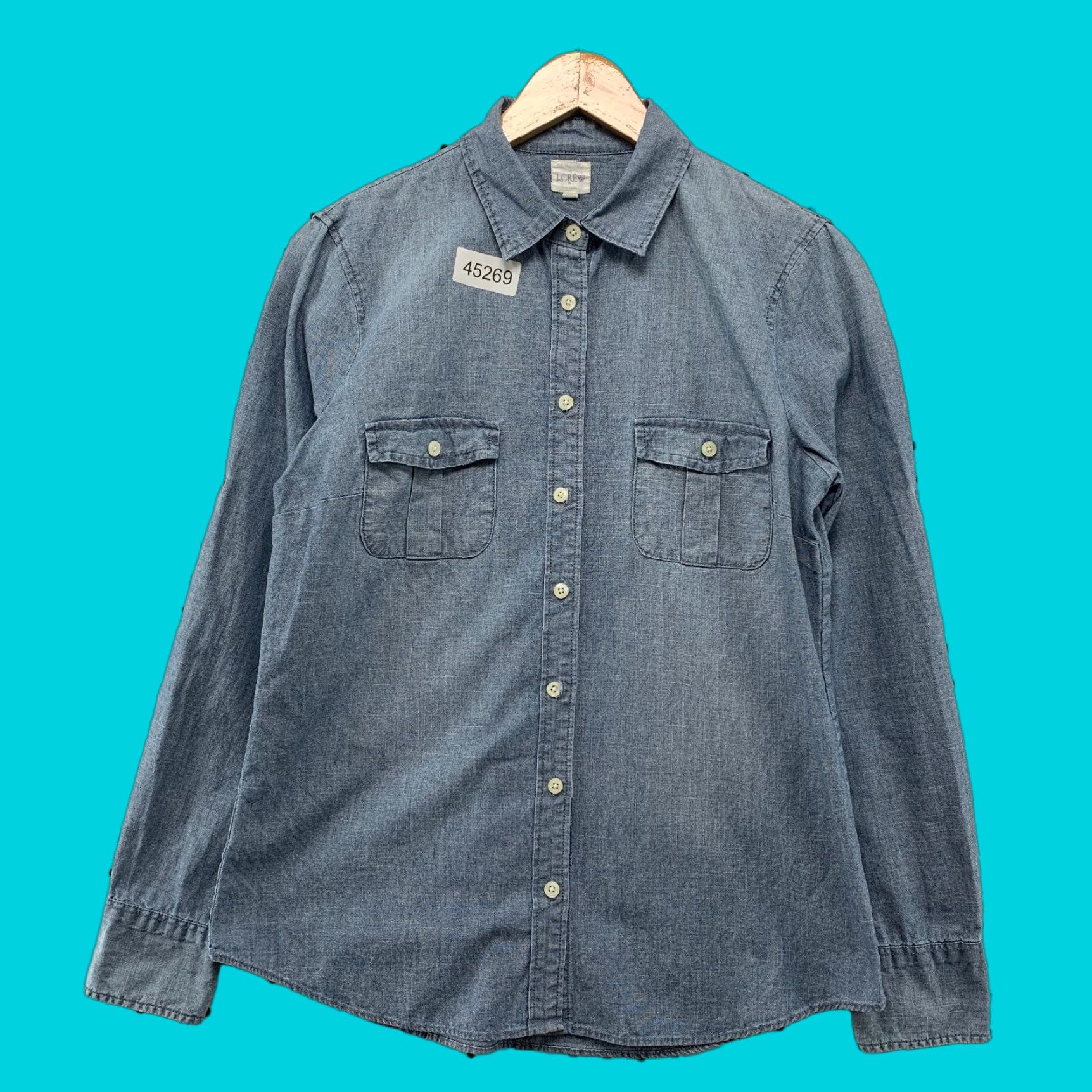 J.Crew J CREW Button-Up Shirt Womens Small Blue Denim Long Sleeve Retro Regular Size S / US 4 / IT 40 - 1 Thumbnail