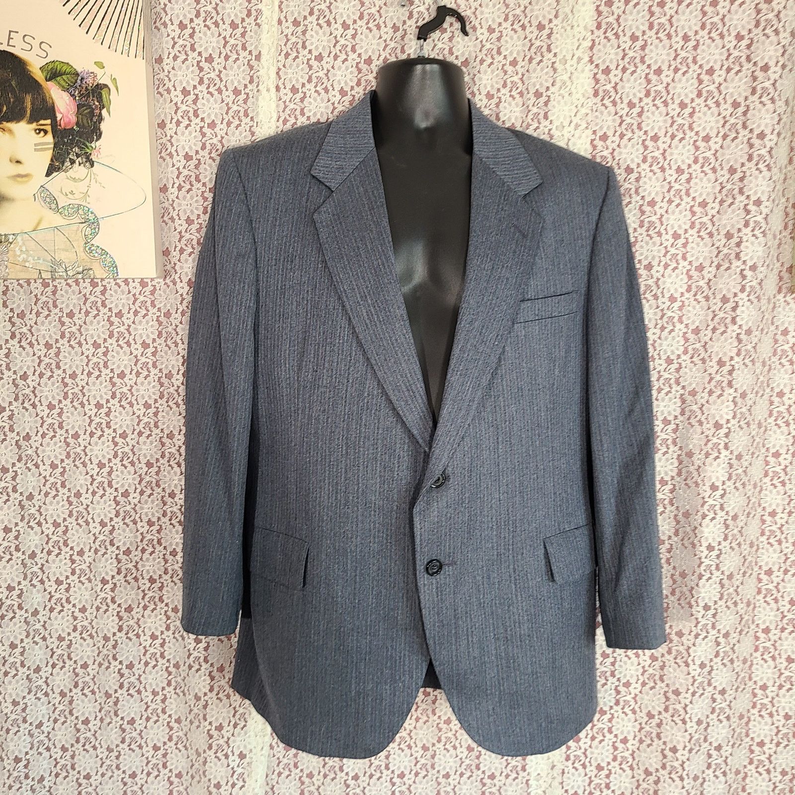 Vintage Vintage 90s kuppenheimer grey wool pinstripe blazer size xl Size 46R - 1 Thumbnail