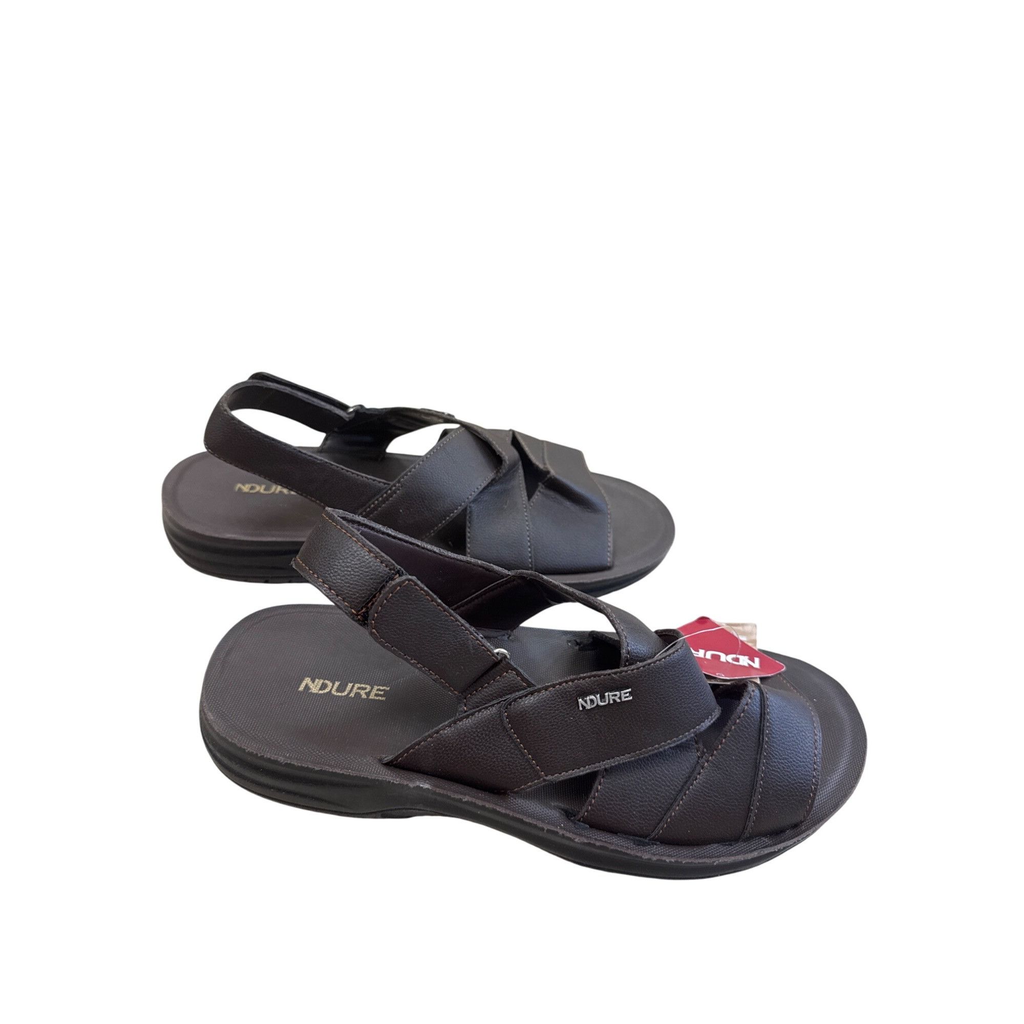Other Ndure Mens Brown Leather Slip-On Sandals Size 10 SKU 8303 Size US 10 / EU 43 - 4 Thumbnail