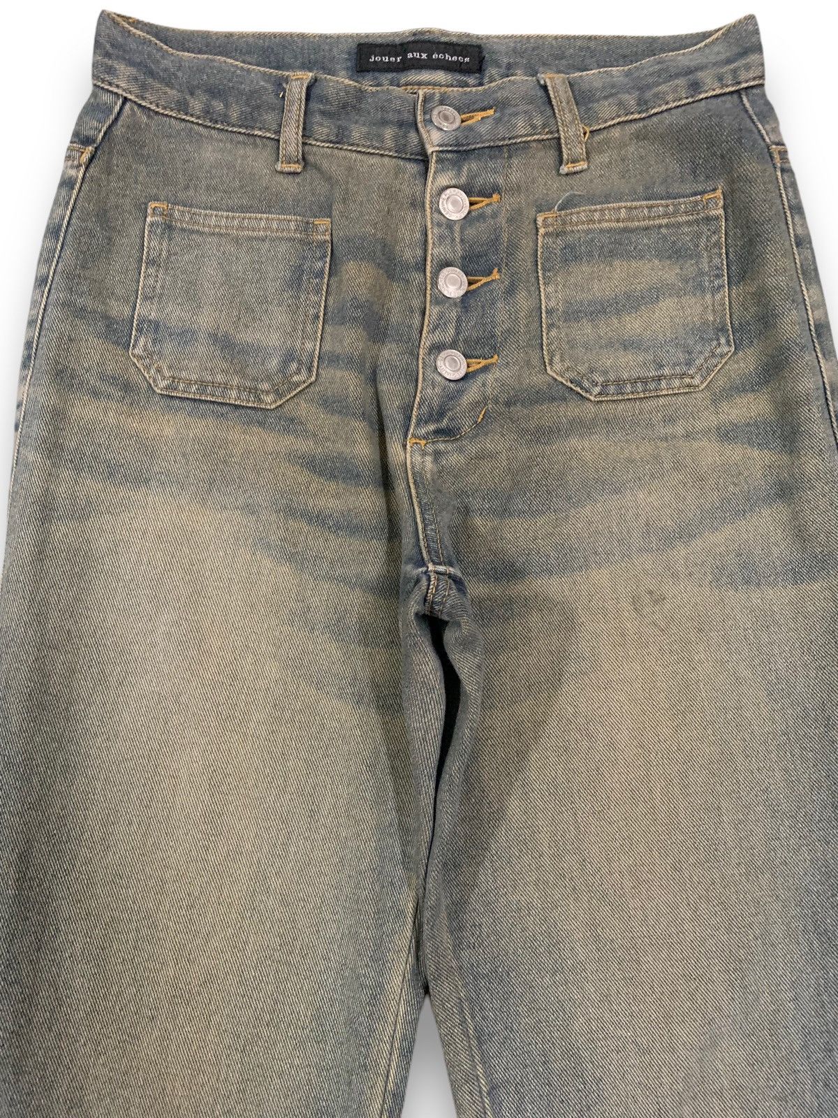 Hysteric Glamour Japanese Brand Yellow Mud Wash Flare Bell Bottom Jeans Size US 27 - 3 Thumbnail