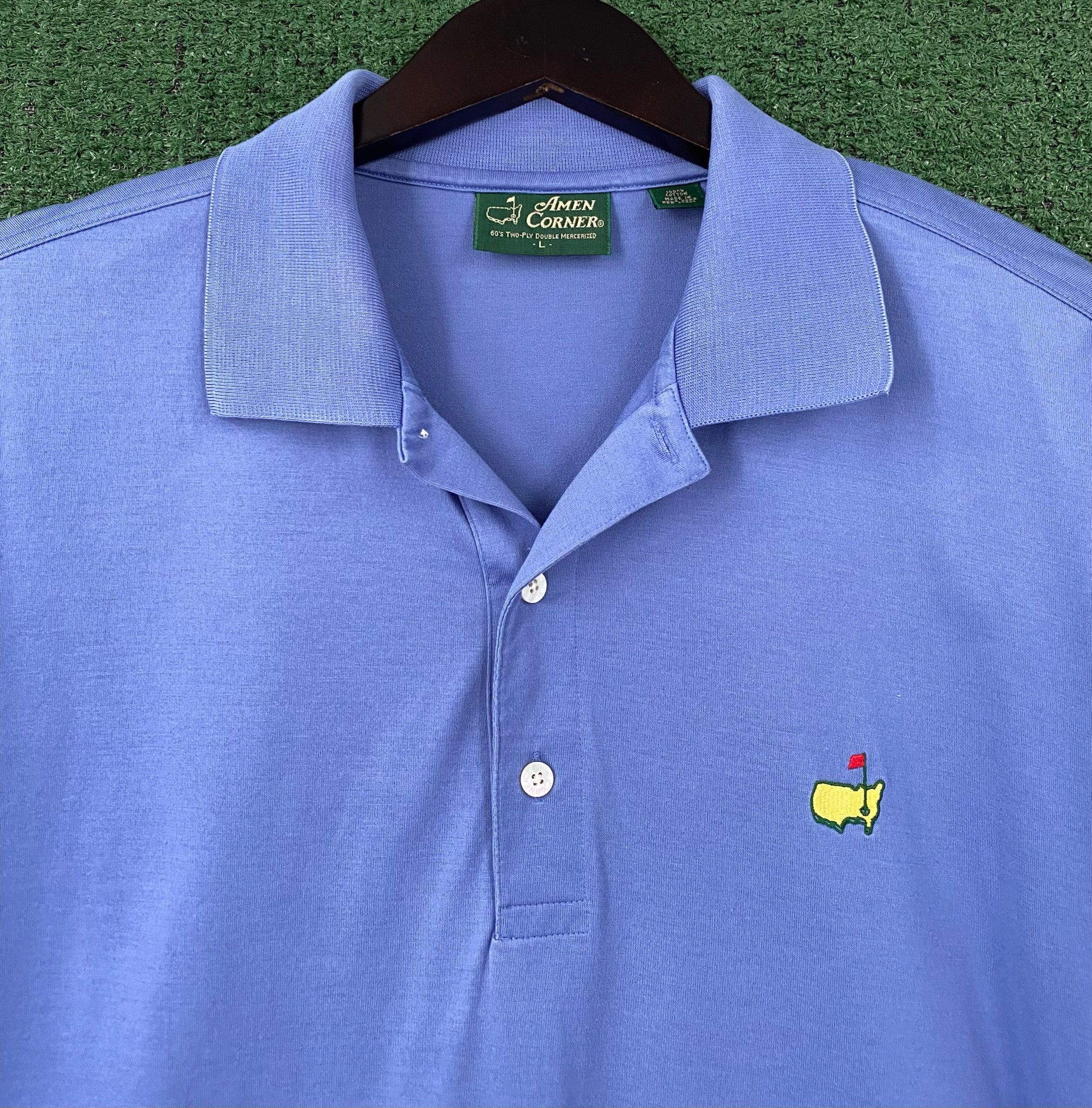 The Masters 90’s Masters Amen Corner Golf Lavender Polo Shirt SZ Large Size US L / EU 52-54 / 3 - 4 Thumbnail