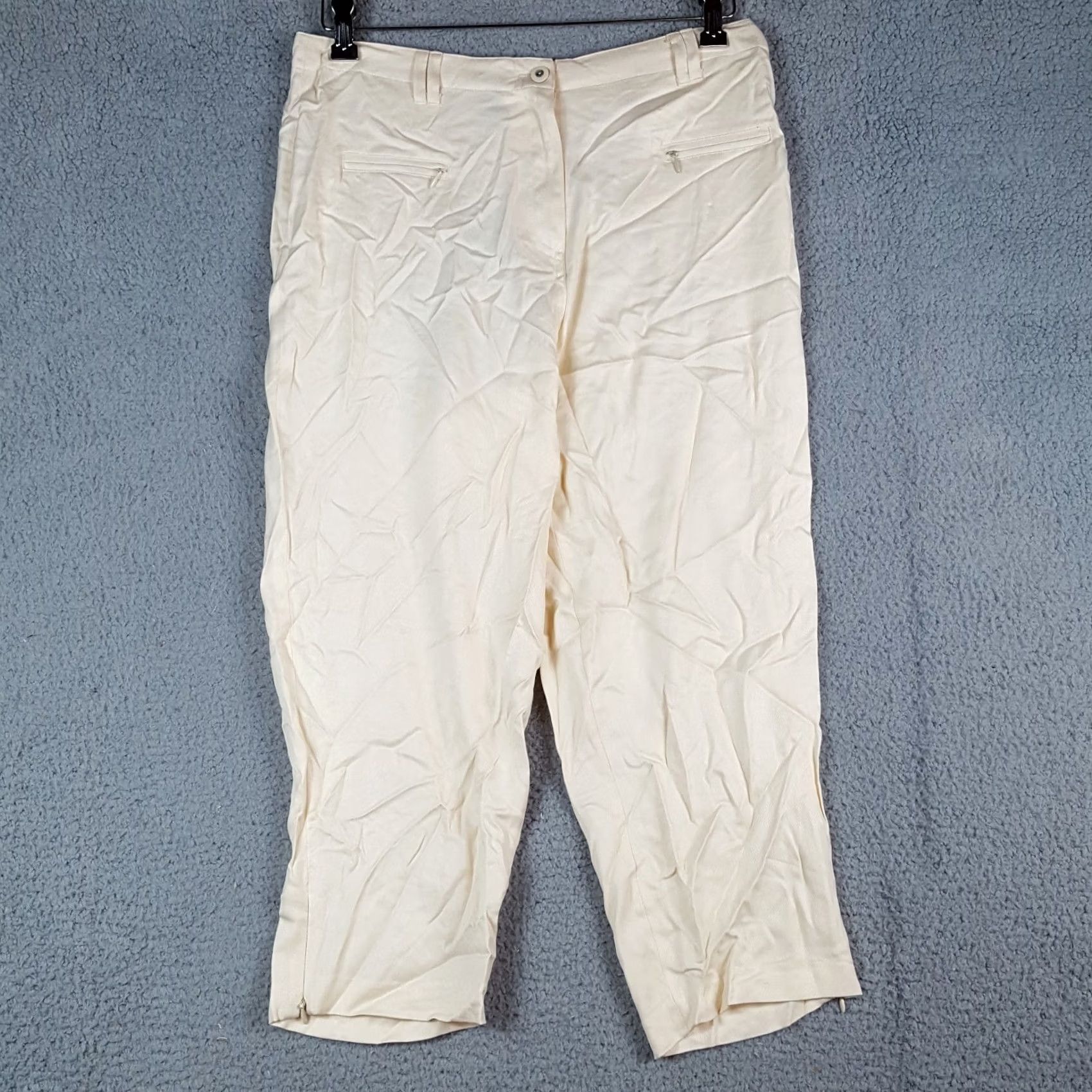 Etro VINTAGE Y2K Beige Silk Capris Women's Size 8 Preppy Retro Capri Pants Size 30" / US 8 / IT 44 - 2 Thumbnail