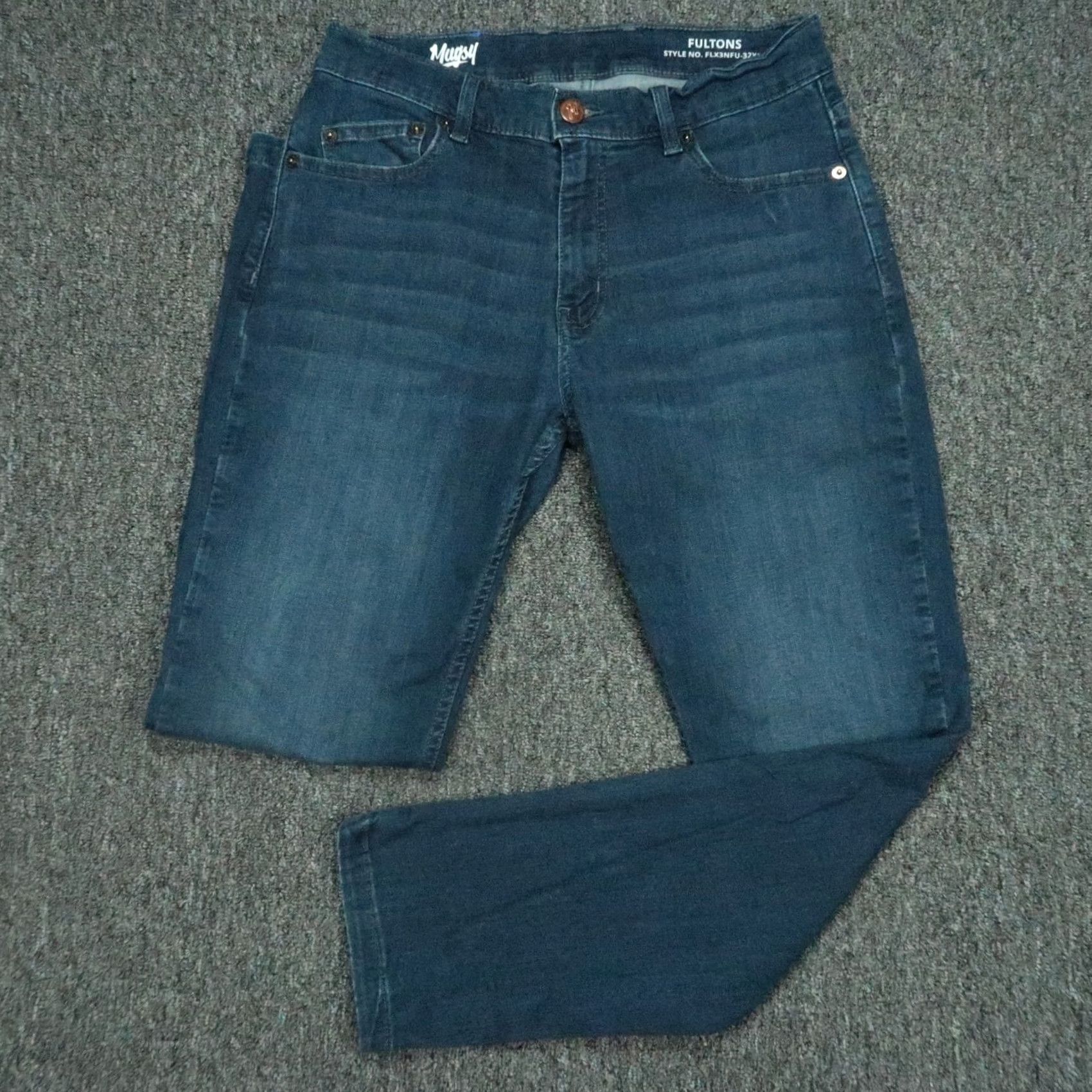 Vintage Mugsy Jeans Mens 32x30 Blue Fultons 5 Pocket Stretch Denim Shirt T Shirt? Size US 32 / EU 48 - 2 Thumbnail