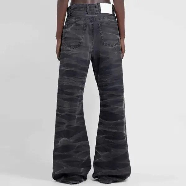 Japanese Brand Washed Wave Patterned Micro Flared Jeans Men Size US 31 - 3 Thumbnail