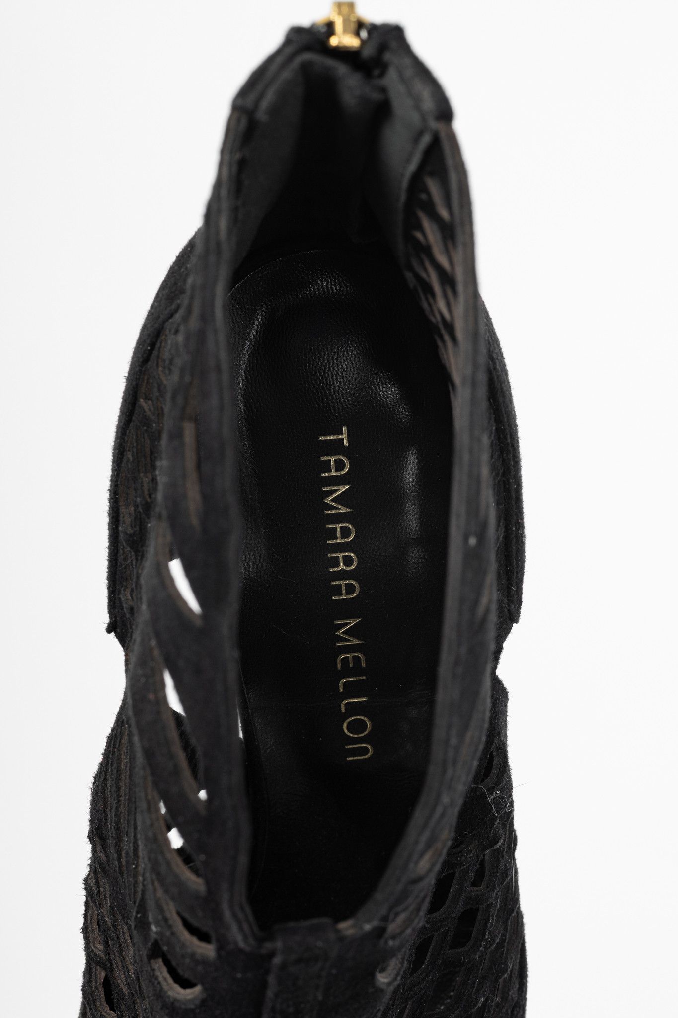 Tamara Mellon Tamara Mellon Femme Black Laser-Cut Suede Booties Size US 9.5 / IT 39.5 - 10 Thumbnail