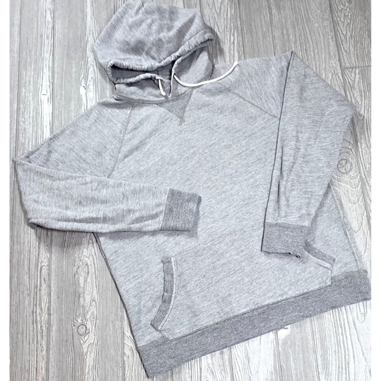 J.Crew J. Crew Sportswear Hoodie Mens LT Tall Pullover Fleece Hooded Sweatshirt Gray Heather Gray Logo Embroidered Pockets Drawstring Vintage Fleece Size US L / EU 52-54 / 3 - 2 Thumbnail