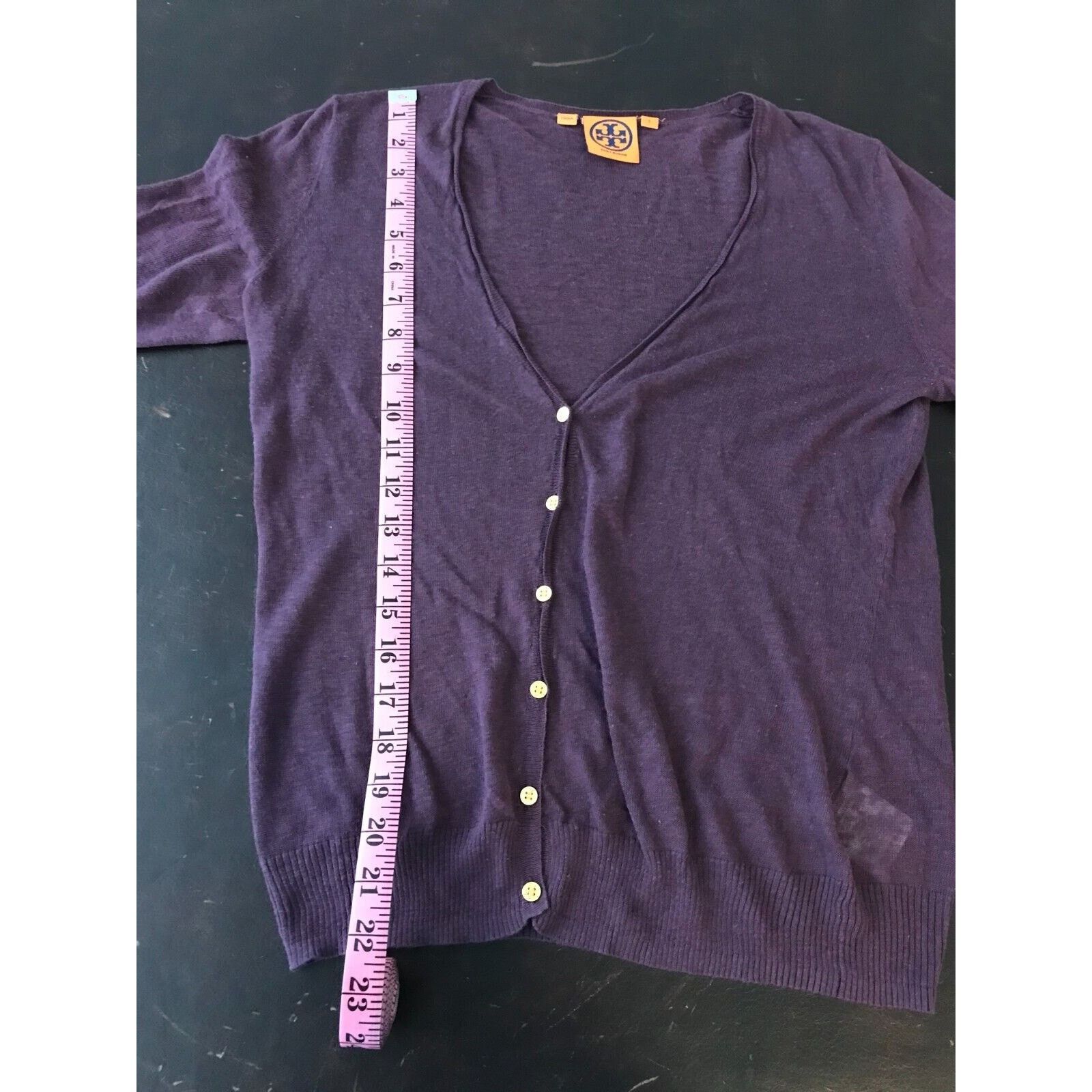 Tory Burch Tory Burch Purple Gold Button Front Linen Blend Cardigan Size S / US 4 / IT 40 - 5 Thumbnail