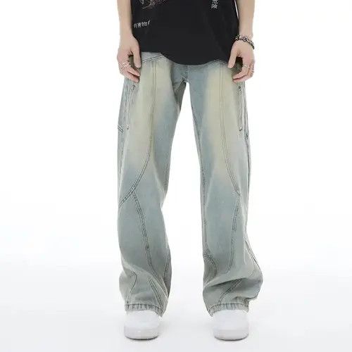 Jean Mikami x Honji Topstitched Seam Baggy Flared Jeans Men y2k Size US 32 / EU 48 - 7 Thumbnail