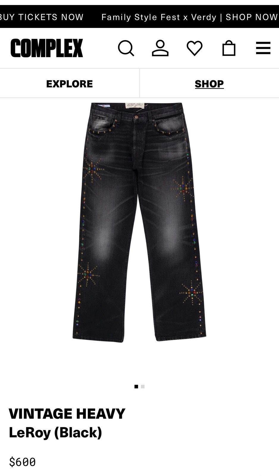 Other VINTAGE HEAVY TV LEROY RHINESTONES JAPANESE DENIM JEANS💫 Size US 36 / EU 52 - 9 Thumbnail