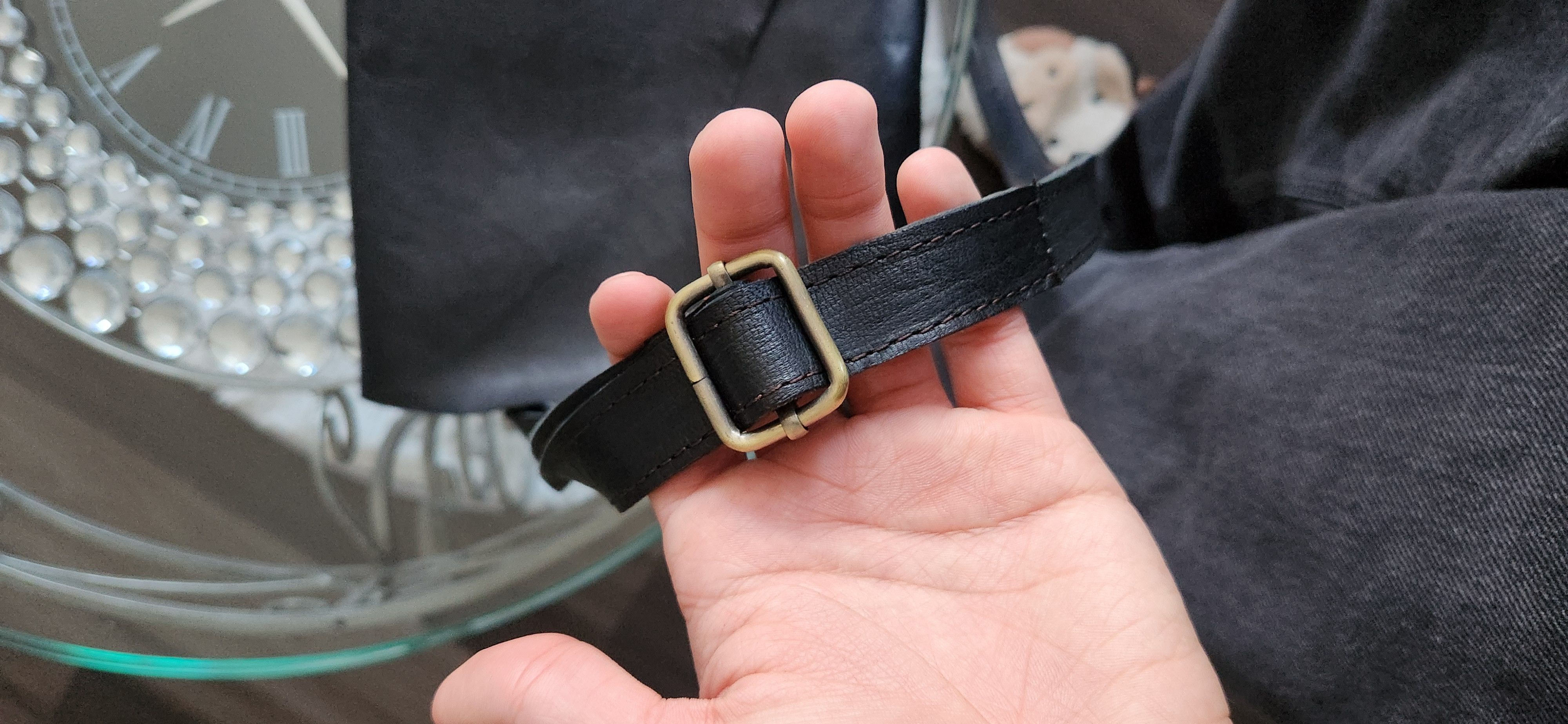 Black calf leather side bag
