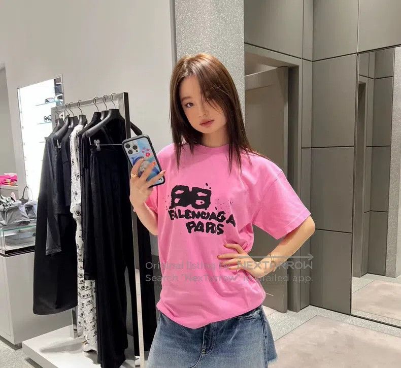 Balenciaga Balenciaga Pink Double B Splatter Graffiti Short Sleeve Size US XS / EU 42 / 0 - 1 Thumbnail