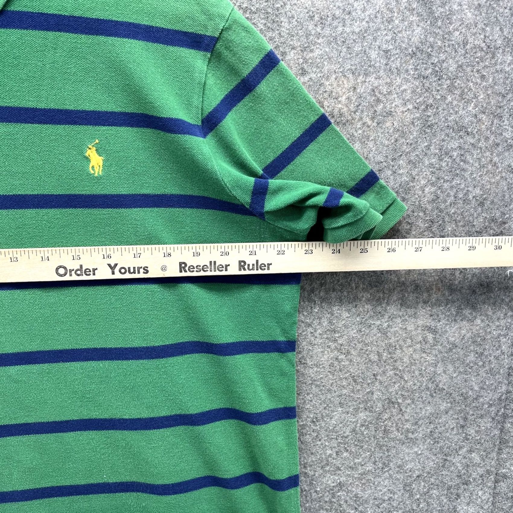 Polo Ralph Lauren VINTAGE Ralph Lauren Polo Shirt Mens Large Green Blue Stripe Classic Fit Cotton Size US L / EU 52-54 / 3 - 3 Thumbnail