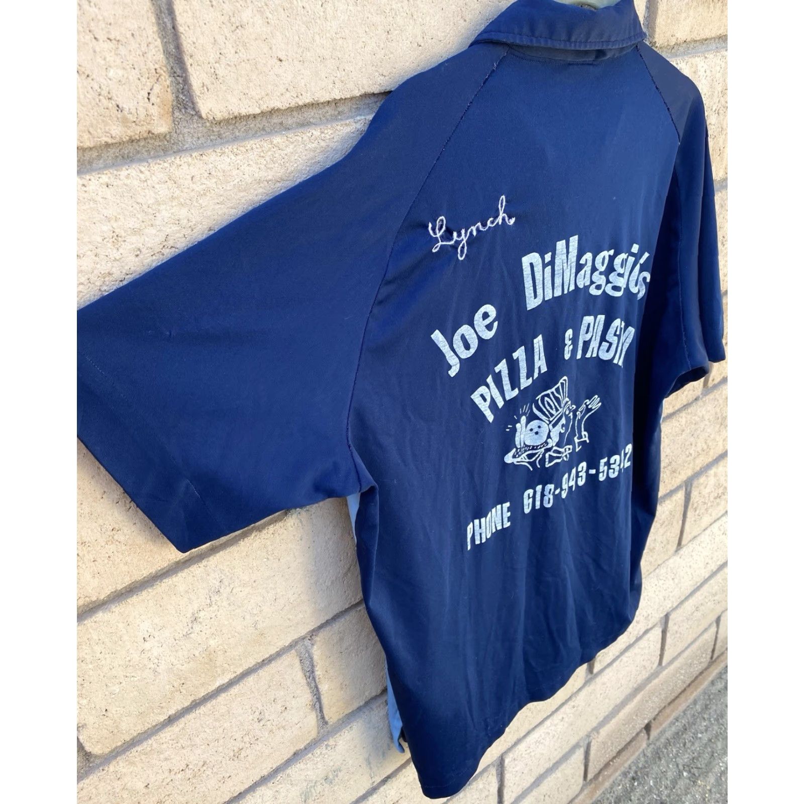 Vintage VINTAGE Bowling Shirt Joe DiMaggios Pizza & Pasta Chain Stitch John Size XL Polo, Rugby Blue Mens XL Size US XL / EU 56 / 4 - 6 Thumbnail