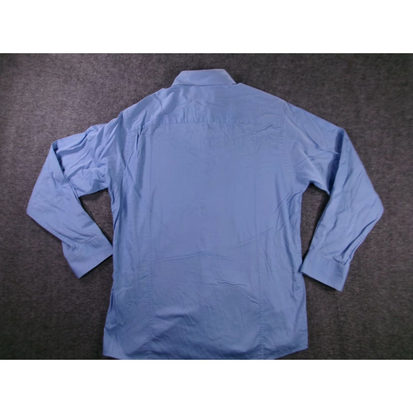 Calvin Klein Calvin Klein Dress Shirt Men 16 Regular Long Sleeve Blue Solid Cutaway Classic Business Size 42R - 7 Thumbnail