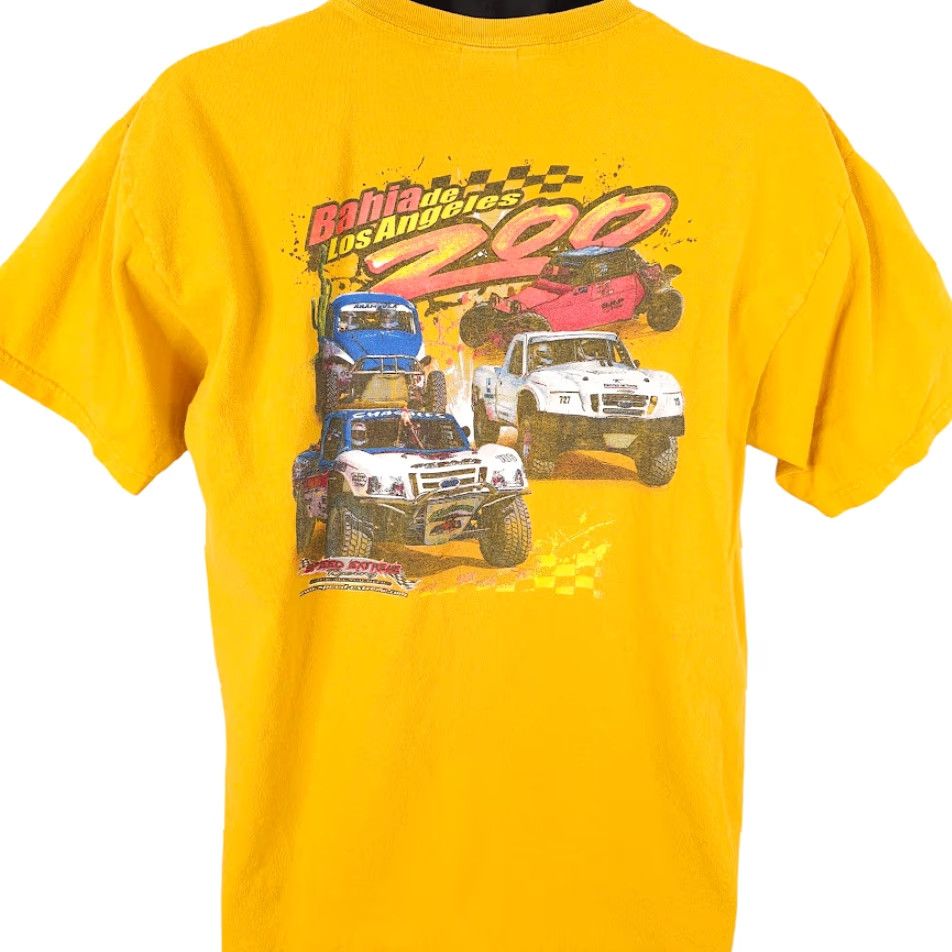 Vintage Bahia De Los Angeles 200 T Shirt Mens Size Large Yellow Off Road Racing Size US L / EU 52-54 / 3 - 4 Thumbnail
