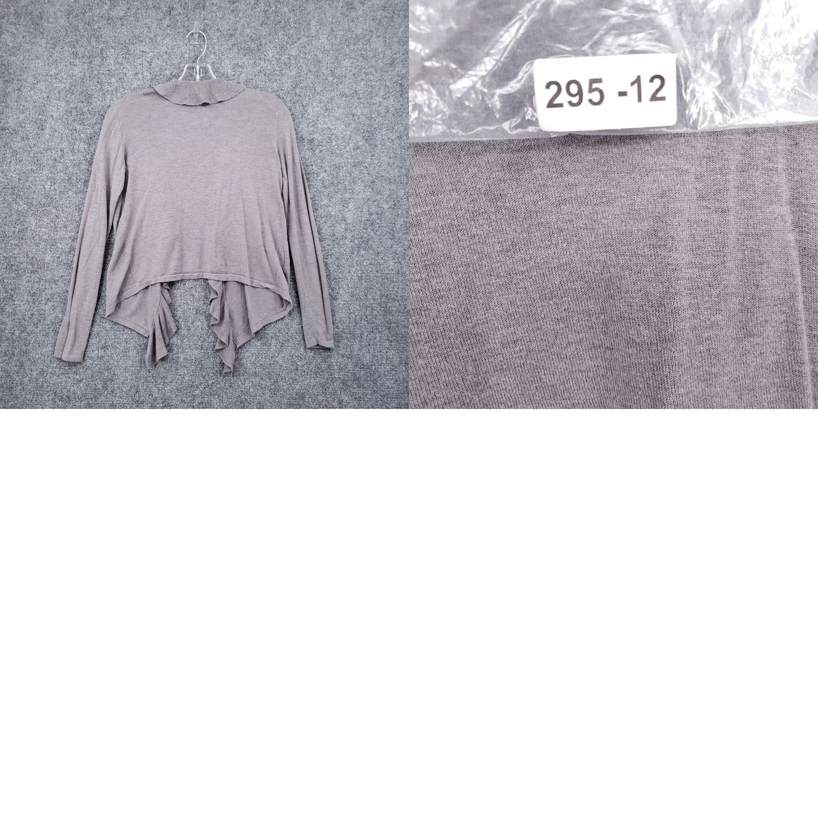 Loft LOFT Ann Taylor Cardigan Sweater Gray XSP Long Sleeve Open Front Ruffle Petite Women's Knit Size XS / US 0-2 / IT 36-38 - 8 Thumbnail