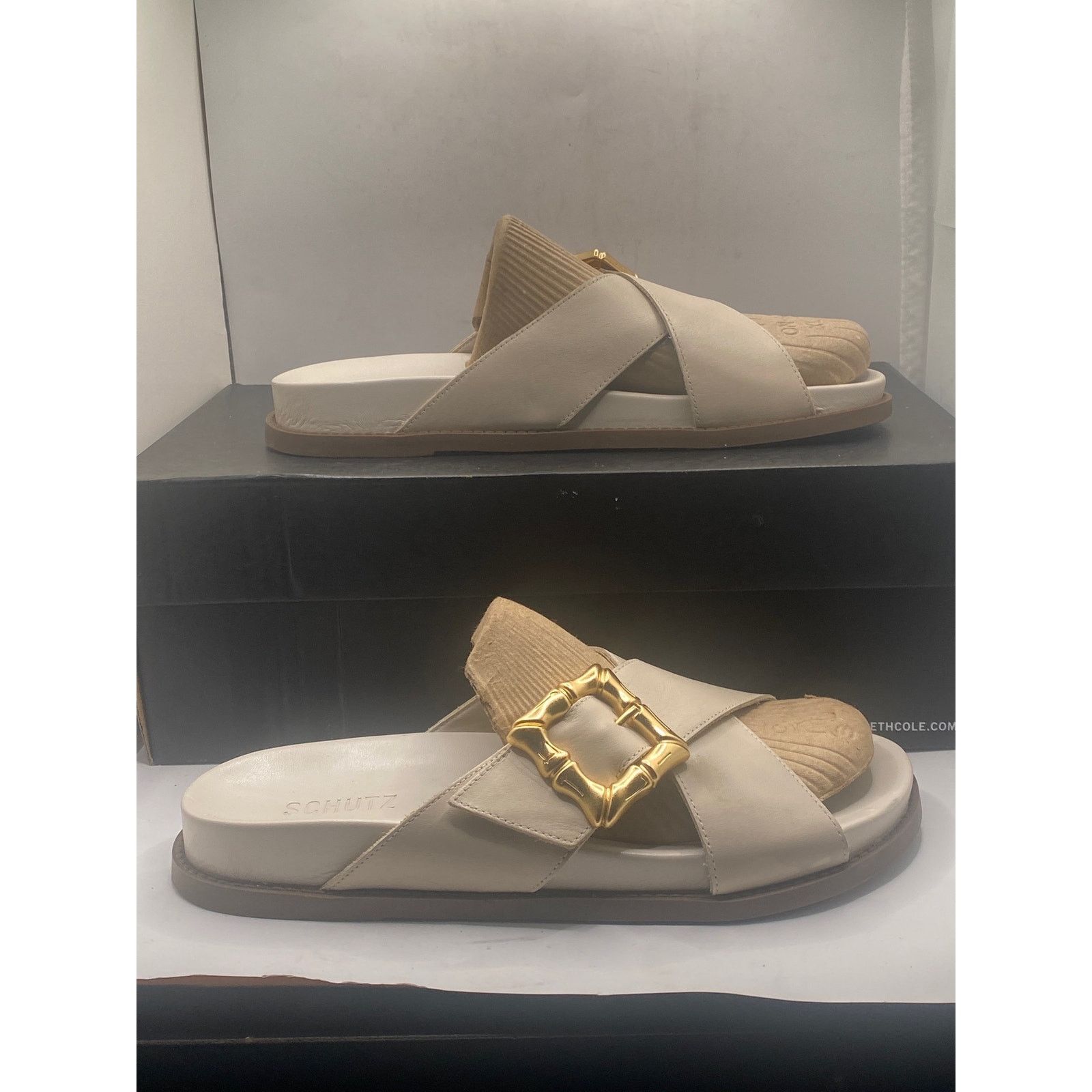 SCHUTZ Schultz Wmns Enola Crossover Strap Slide Sandals Size 10B Size US 10 / IT 40 - 2 Thumbnail