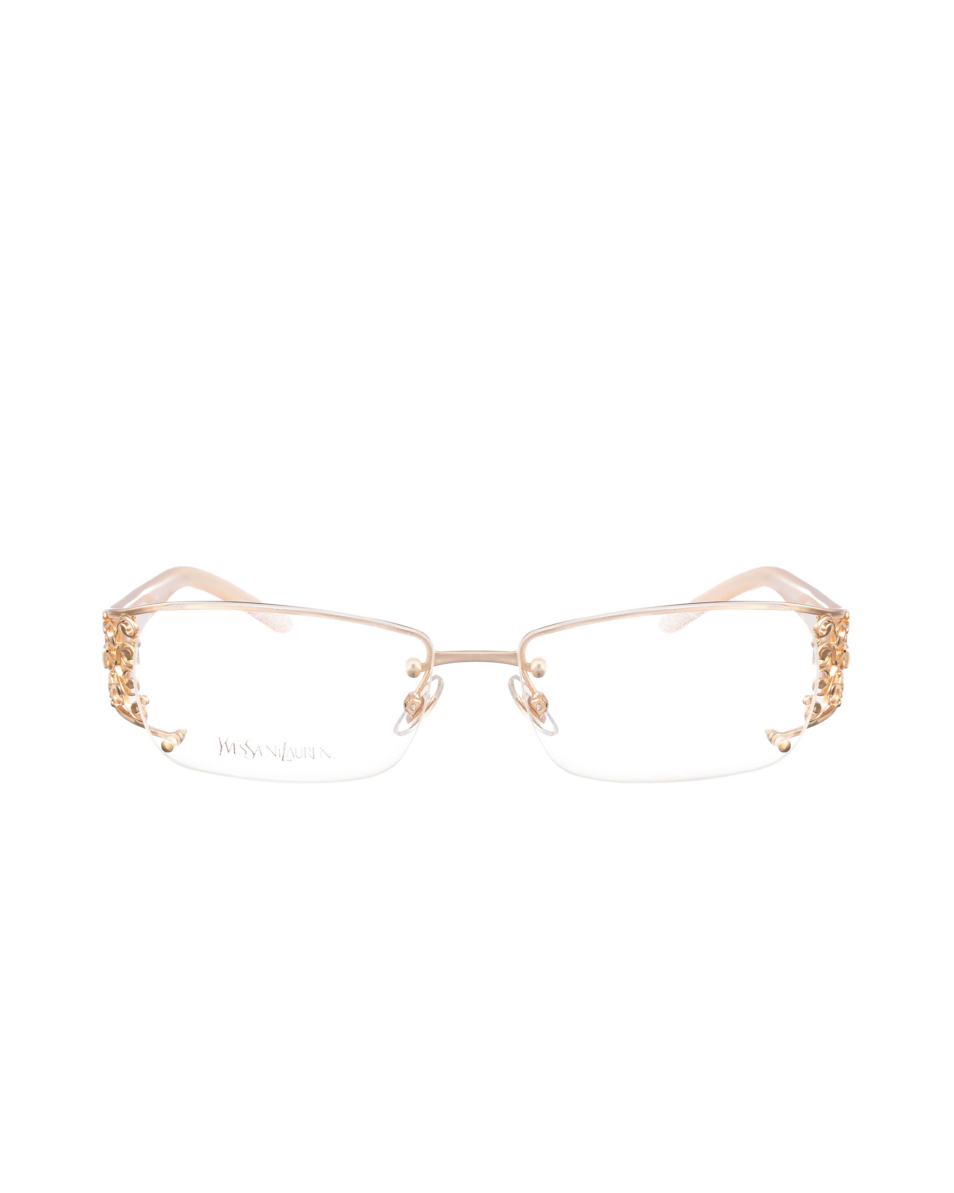 Yves Saint Laurent Yves Saint Laurent 00s Cream Glasses with Gold Details Size ONE SIZE - 3 Thumbnail