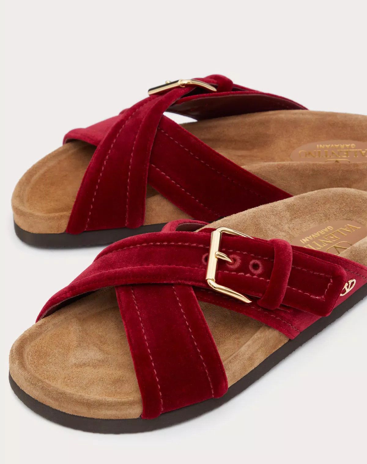 Valentino o1s1wg110625 Fussfriend Velvet Sandals in Brown Size US 9.5 / IT 39.5 - 5 Thumbnail
