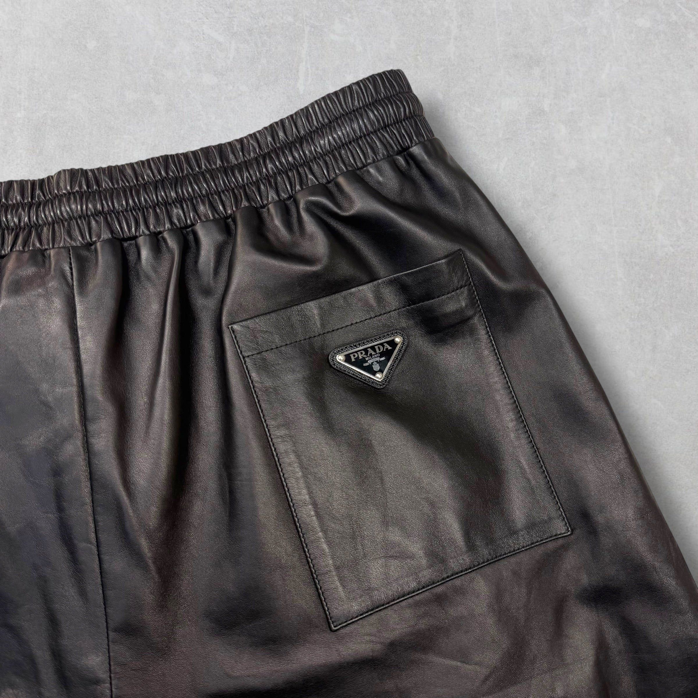 Prada Prada Nappa Leather Bermudas Black Shorts 50 (L) Size US 40 / EU 56 - 3 Thumbnail