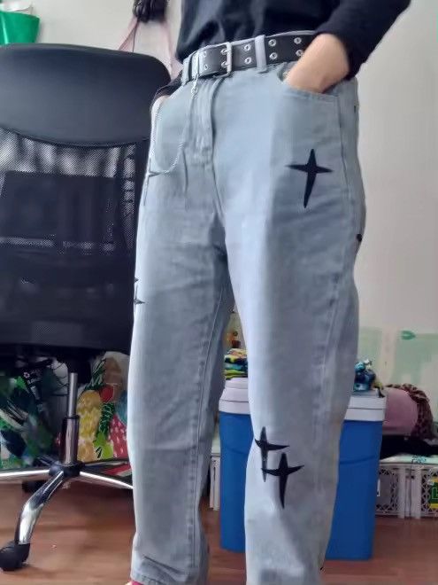 Jean STAR Straight Leg Loose Denim Jeans, Baggy Jeans Size US 27 - 14 Thumbnail
