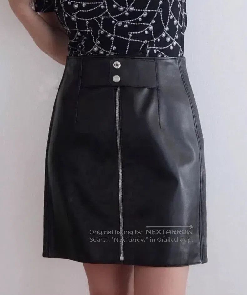 Hermes Hermes Black Leather Zipper Skirt Size 42" / US 20 - 7 Thumbnail