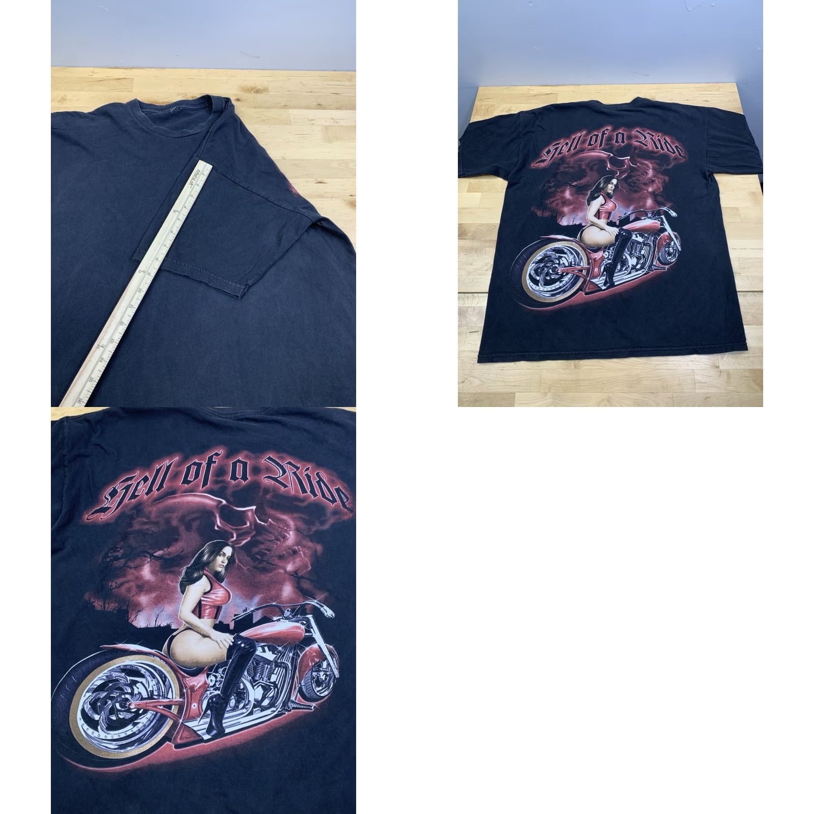 Olive Live Hard Ride Harder T Shirt Mens L Black Biker 11648 Size US L / EU 52-54 / 3 - 8 Thumbnail