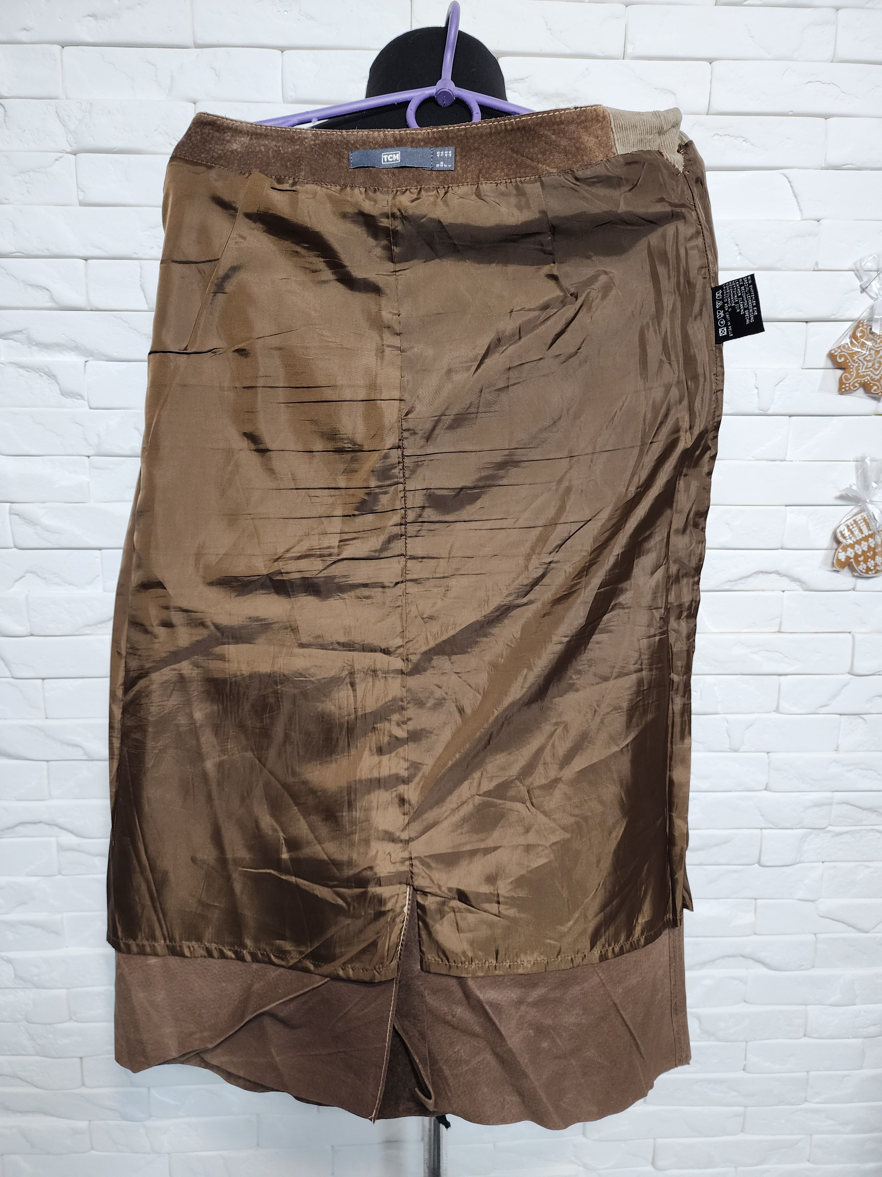 Other Brown Suede Leather Skirt, Plastic Zipper Fasteners Size 32" / US 10 / IT 46 - 7 Thumbnail