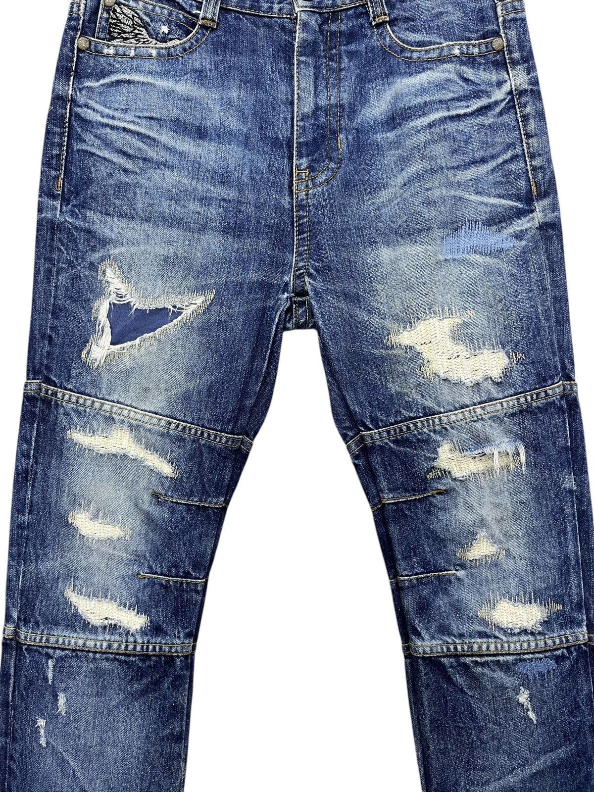 Vintage FYE🔥Vintage RED PEPPER Punk Angel Wings Big Spell-out Jeans Size 31" - 2 Thumbnail