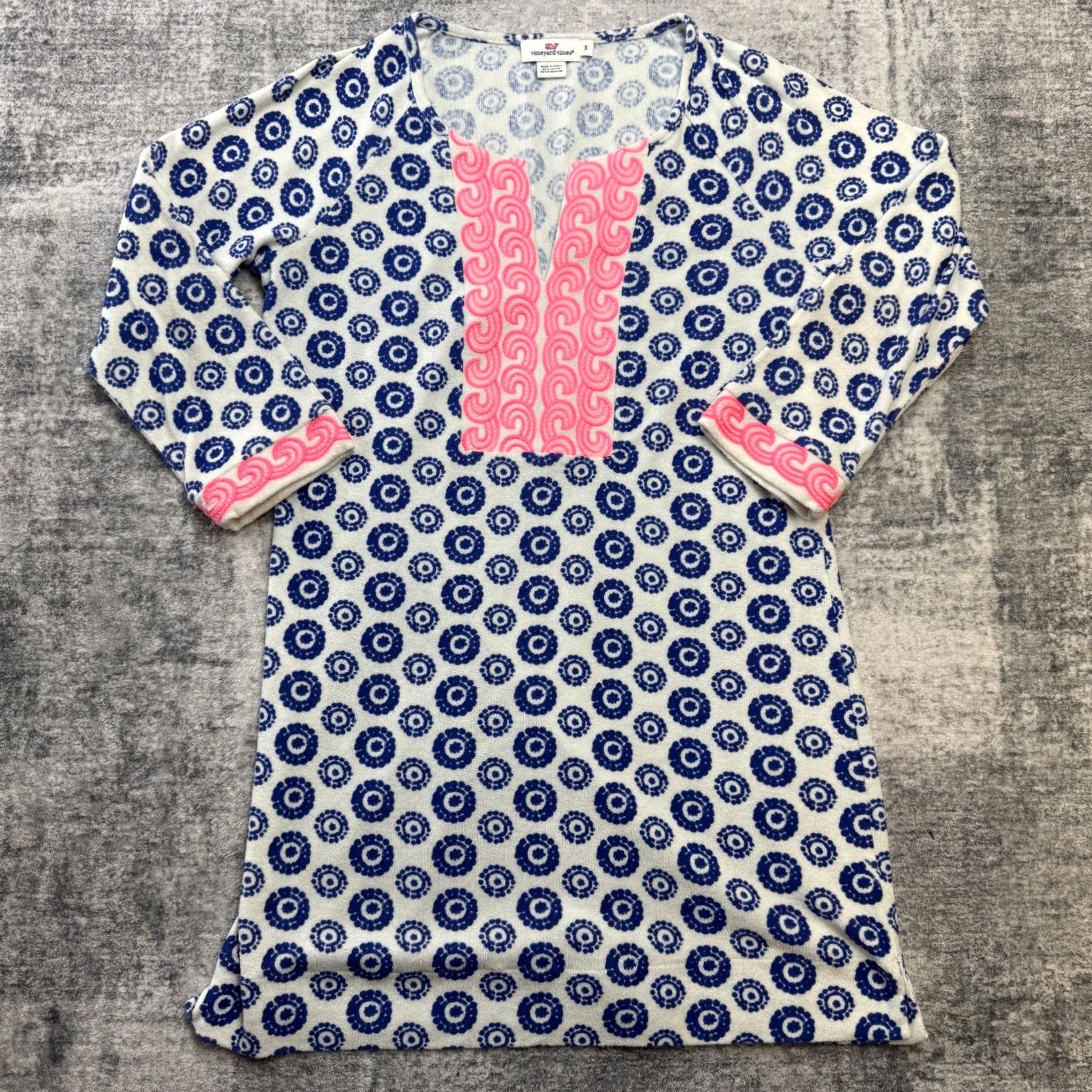 Vineyard Vines Vineyard Vines Dress Womens Small Blue Geometric Terry Cloth Coverup Resort Beach Size S / US 4 / IT 40 - 2 Thumbnail