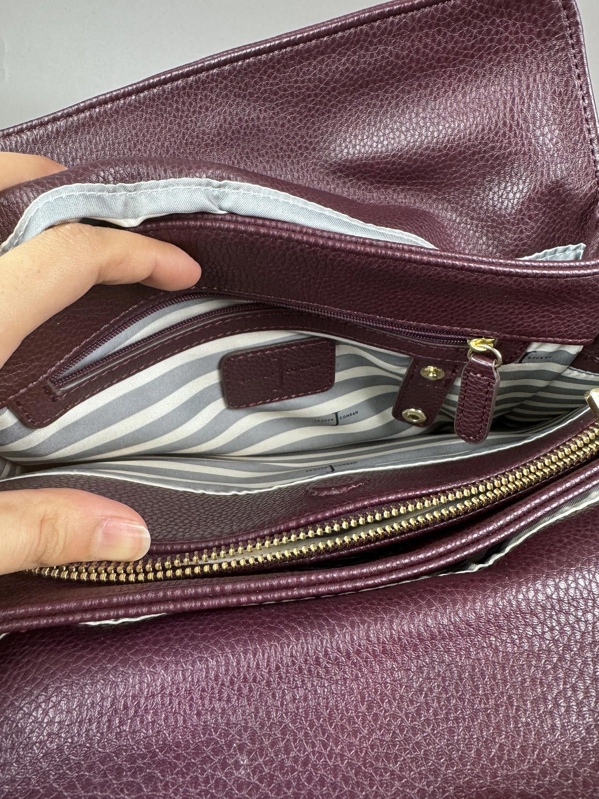 Jasper Conran Jasper Conran Purple Leather Handbag with Gold Acces Size ONE SIZE - 2 Thumbnail
