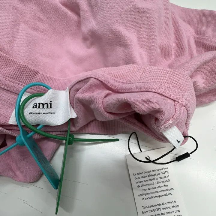 AMI AMIPARIS Pink Heart Logo Embroidered T-shirt -2507 Size US L / EU 52-54 / 3 - 2 Thumbnail