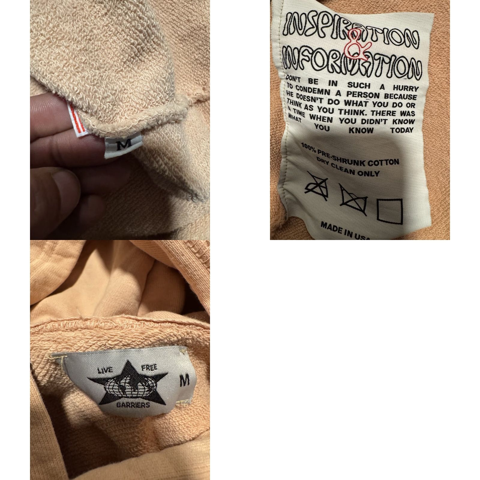 Vintage Barriers Worldwide W.E.B. Du Bois Hoodie Peach Tan Longsleeve Cropped Size M HTF Size US M / EU 48-50 / 2 - 10 Thumbnail