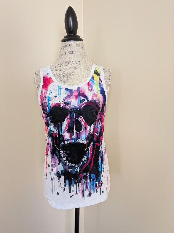 Shein Manfinity skull rainbow drip 3D tank top size XL Size US XL / EU 56 / 4 - 1 Thumbnail