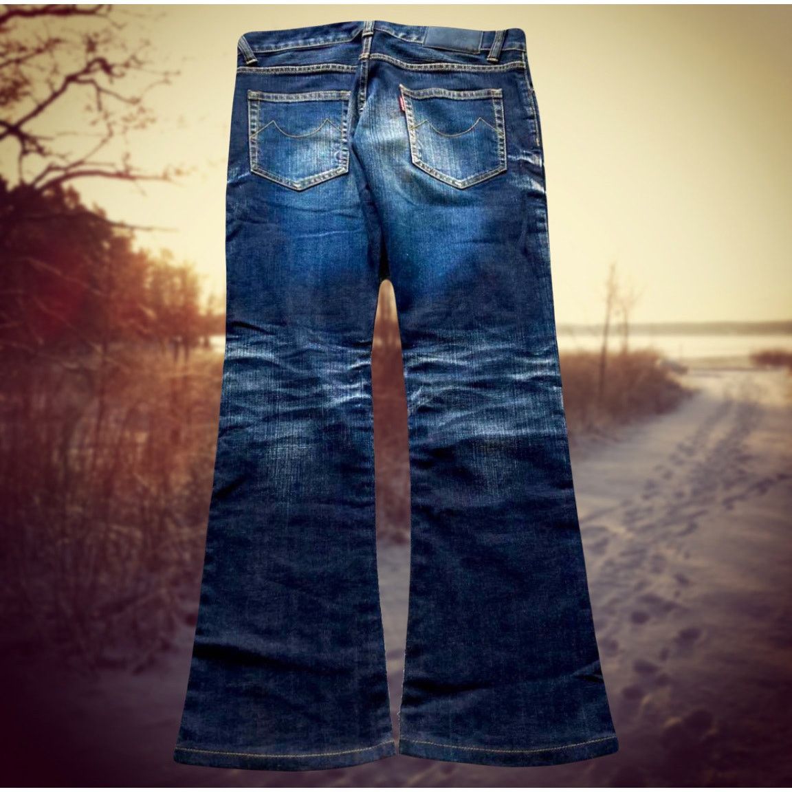Tornado Mart Aero by Tornado Mart Red Tab Flared Water Pattern Wash Jeans Size US 32 / EU 48 - 1 Thumbnail