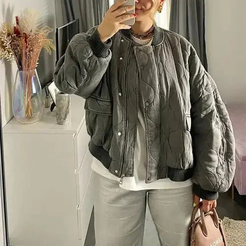 Japanese Brand Jack Gray Cotton Bomber Jacket Coat For Women Size S / US 4 / IT 40 - 1 Thumbnail