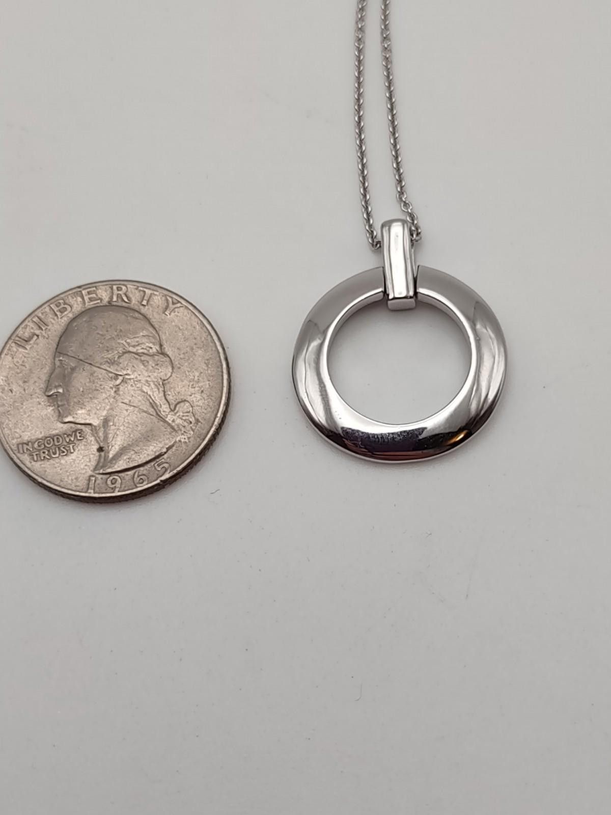 Fashion Victim Modern 925 Sterling Silver FAS Open Circle Hoop Necklace 18" Size ONE SIZE - 4 Thumbnail