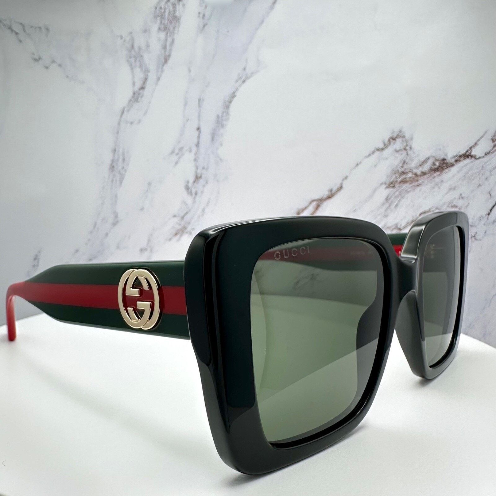 Gucci New GUCCI Sunglasses Black 53mm Gold 3D Metal Logo Square Size ONE SIZE - 20 Thumbnail