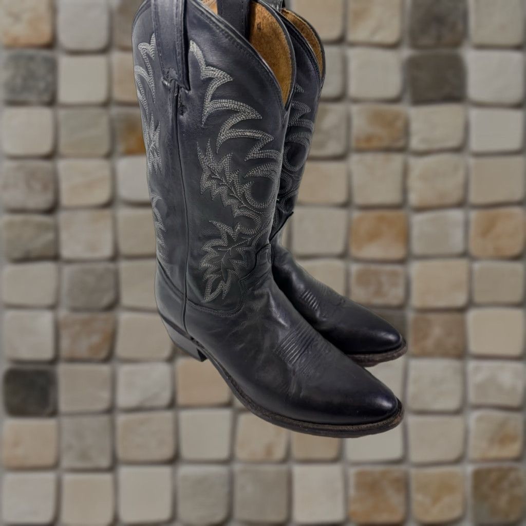Tony Lama Men\'s Leather Western‎ Cowboy Riding Boots Black&Brown 6531 Sz. 9D Vintage Tony Lama Boots 6951 Men main image 2