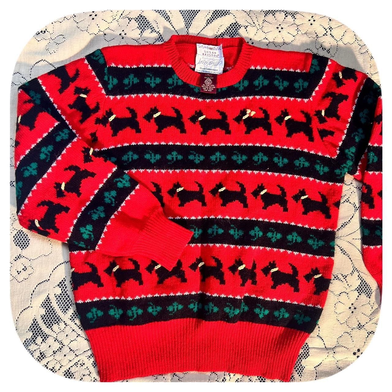 Lord & Taylor VTG 80s Handmade Wool Scottie Dog Sweater Lord & Taylor Size L / US 10 / IT 46 - 3 Thumbnail