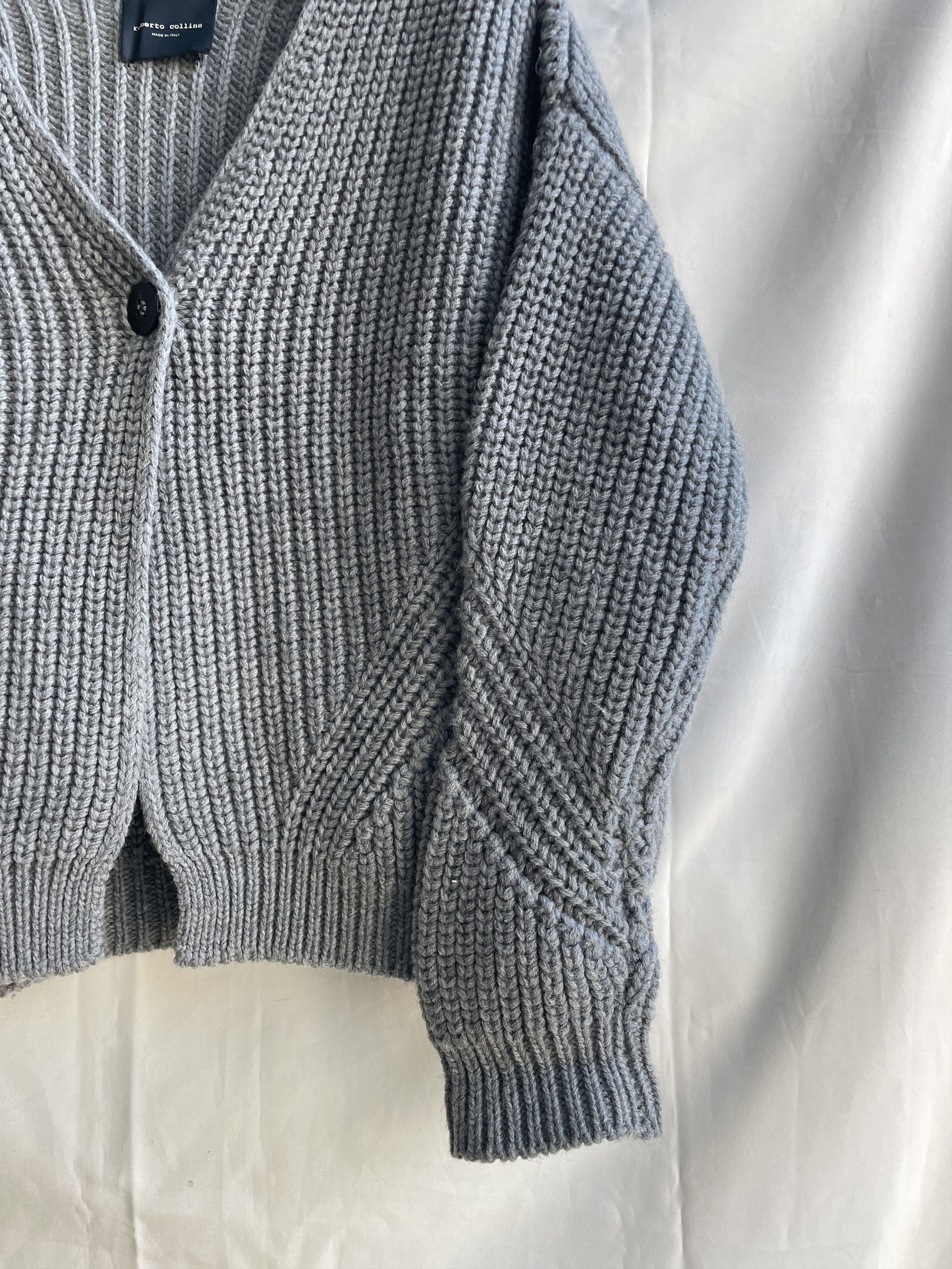 Roberto Collina Roberto Collina Womens Chunky Rib Knit Сropped Wool Cardigan Size L / US 10 / IT 46 - 5 Thumbnail